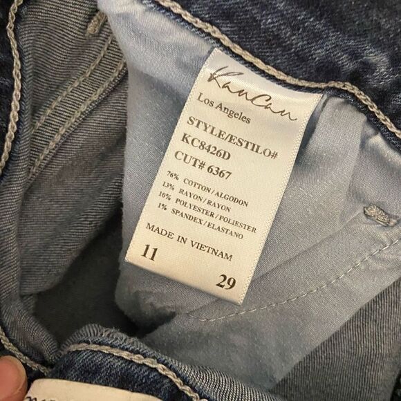 KanCan High Rise Skinny Jeans Frayed Side Step Hem Distressed Size 11/29 - Picture 5 of 6